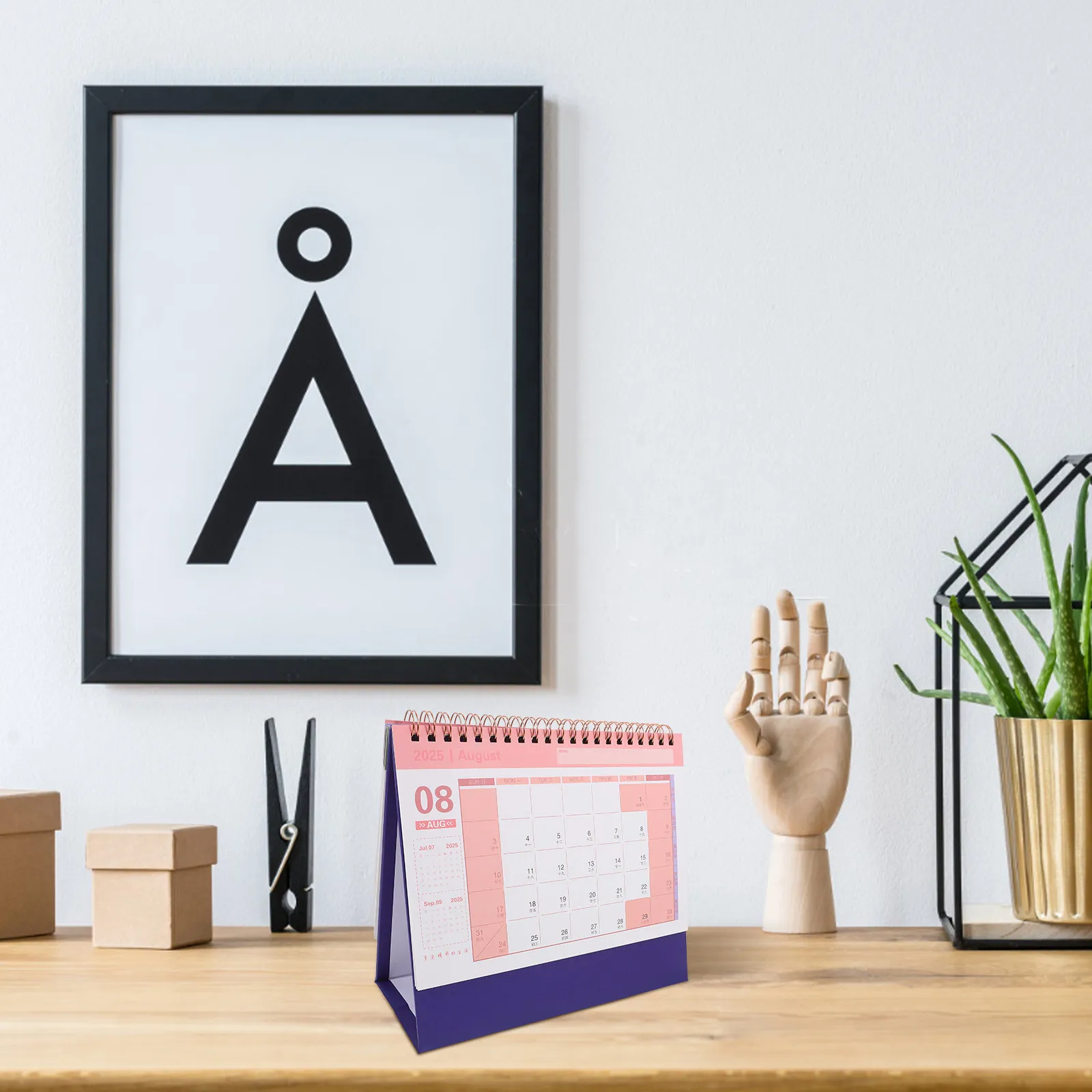 

Настольный откидной календарь-ежедневник 2025: Простой, прочный, портативный, ежемесячный, для заметок, маленький, настольный, новогодний, декоративный