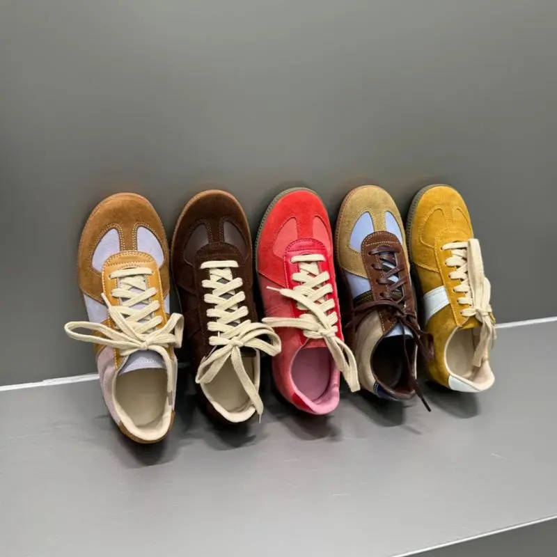 Women's Suede High-Top Sneakers - Mixed Color Casual Flats