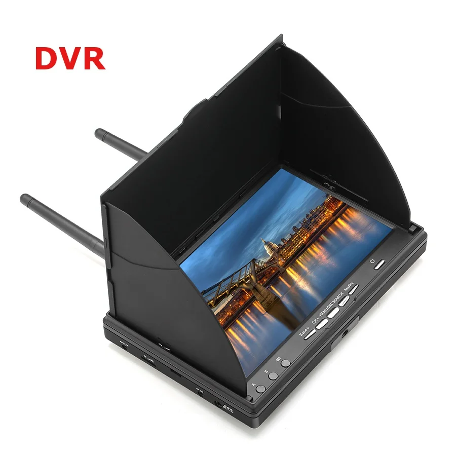LCD5802D FPV Monitor with DVR 5.8G 40CH 7 Inch LCD Screen Monitor 800x480 Dual Diversity Receiver for FPV RC Drone Multicopter