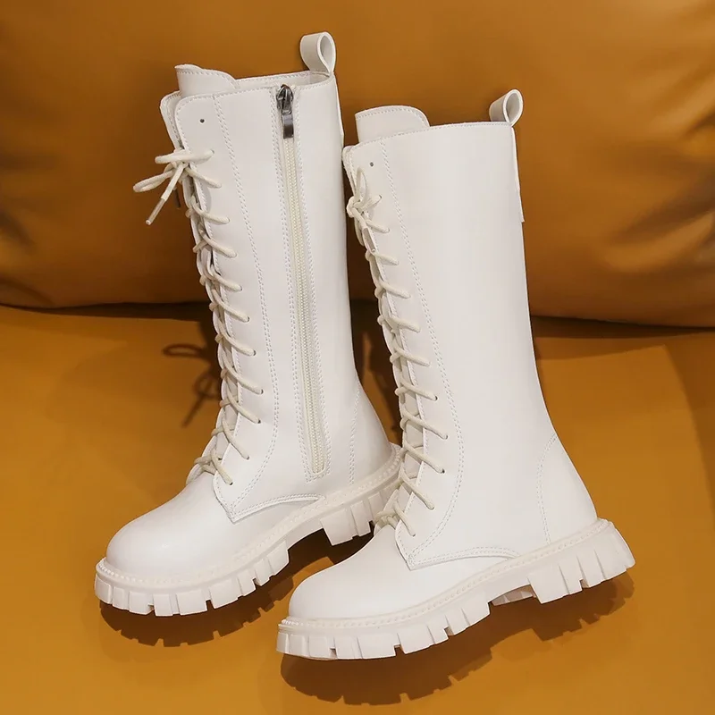 Girls Boots Autumn Winter Children High Boots Fashion Show Princess Shoes Outdoor Non-slip Kids Plush boots Size 27-37