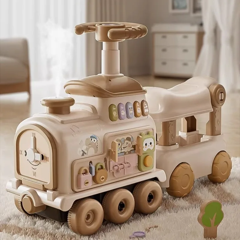 

Steam Train Baby Walker with Adjustable Speed, 30° Steering Limiter for Safety, Premium Toddler Push Toy Birthday Gift for Boys
