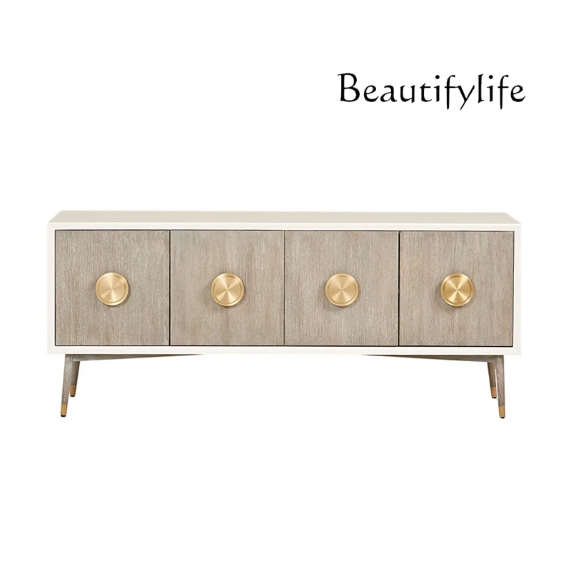 

Living room light luxury high TV cabinet simple solid wood high cabinet furniture coffee table TV cabinet combination