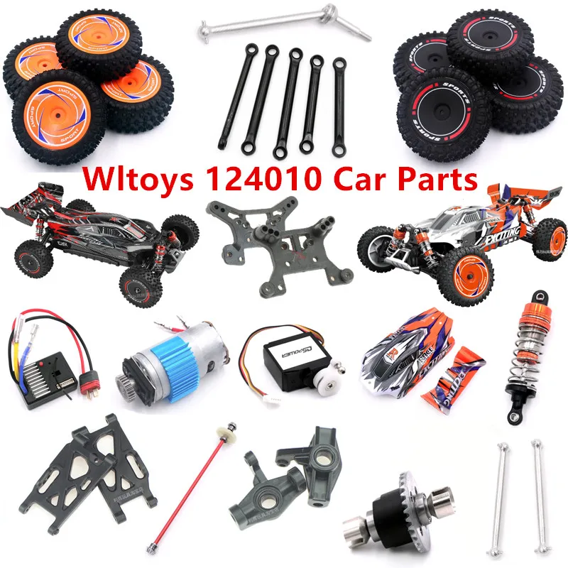 

WLtoys 124010 RC Car Spare Parts Car Shell Receiver Servo Tire Motor Gear drive shaft CVD shock absorber Remote Control