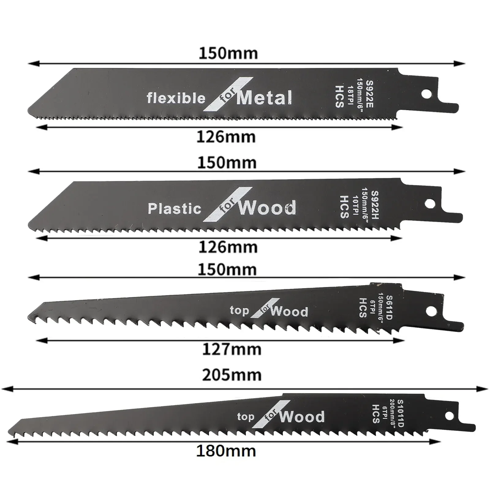 1/4pcs High Carbon Steel Saw Reciprocating Saw Blades Use For Wood Pruning PVC Cutting Metal  Tube Sheet Cutting 150mm/205mm ﻿