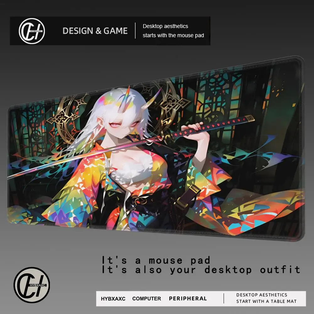 

HYBXAXC Samurai Anime Girl Mouse Pad RGB Gaming MousePad Gamer Accessories LED Light MousePads Computer With Backlit Deak Mat