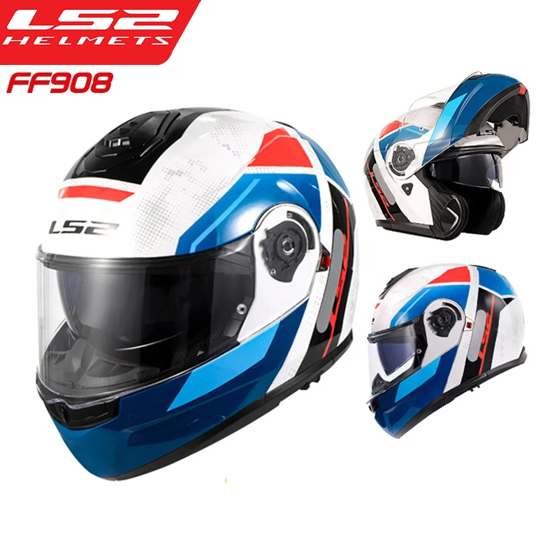 

LS2 Original Motorcycle Helmet Dual Lens Capacete LS2 FF908 STROBE II Modular Flip Up Helmets Cascos Para Moto Motorbike Helmets