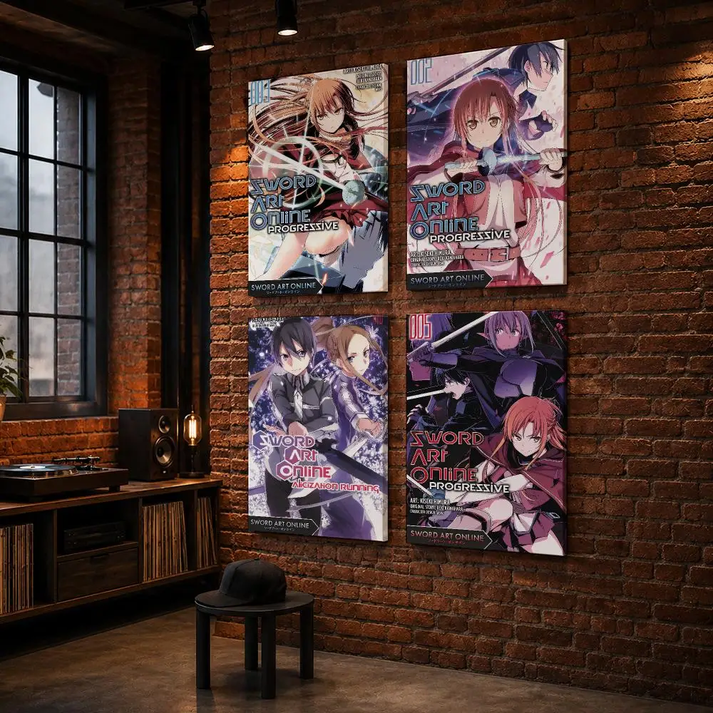 S-sword Art Online Anime Framed Wall Painting Wood Framed Wall Art Print For Bedroom Living Room Hallway Office Home Decor