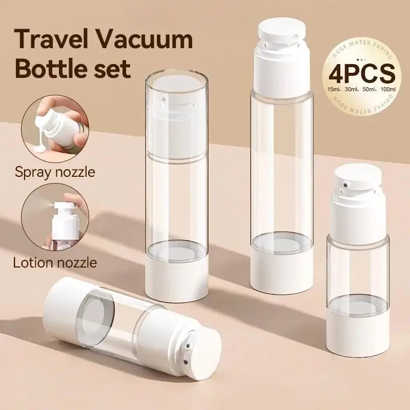 Reisegröße Lotion-Pumpflasche Lebensmittelechter Klarer Kunststoff Vakuumspraybehälter 15/30ml Auslaufsicher für Hautpflege Tragbar – Detail 2