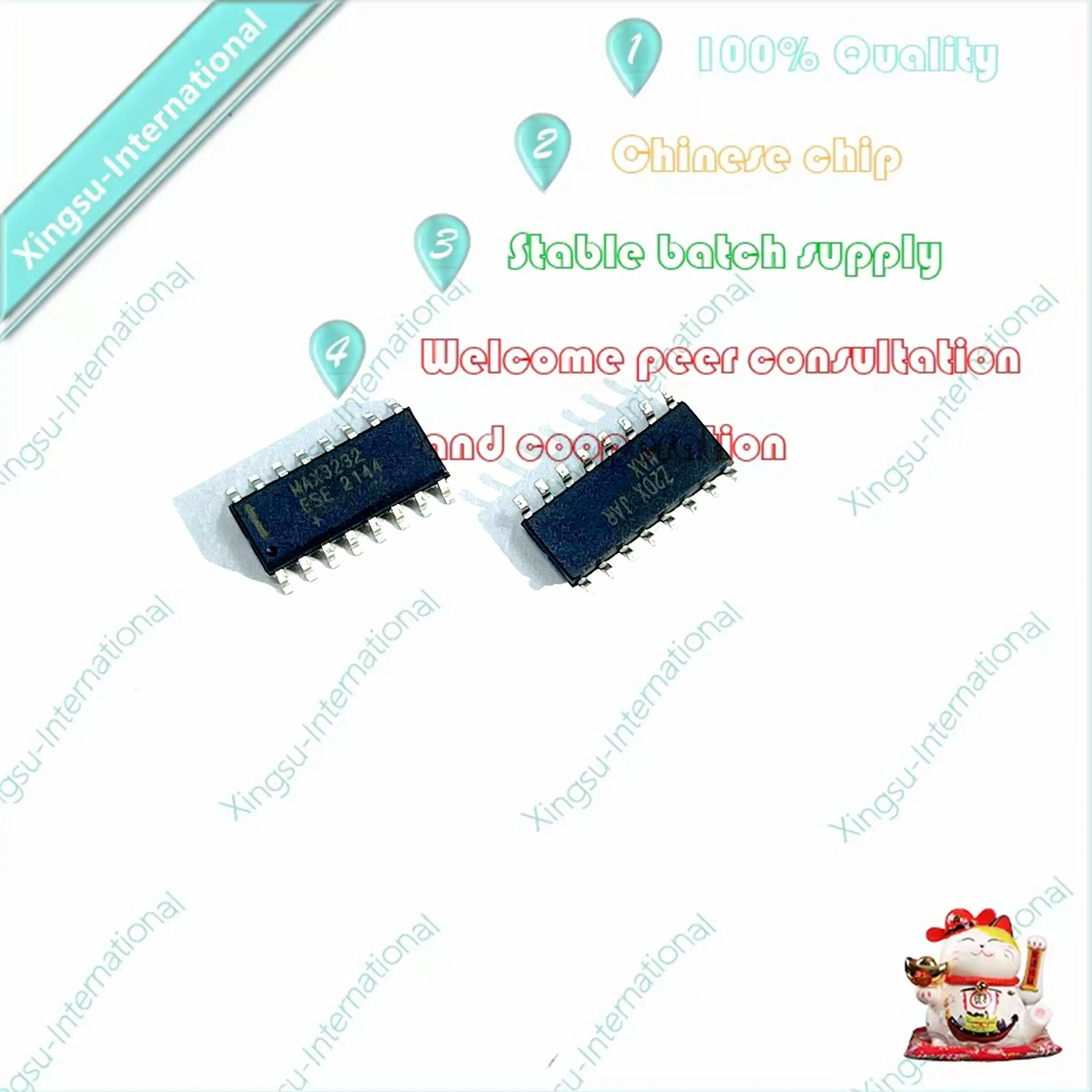 1 buah/potong asli autentik MAX3232ESE + T MAX3232 paket SOIC-16 RS232 IC Transceiver