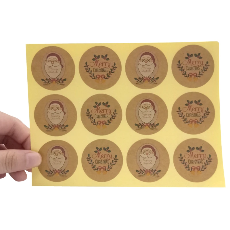 120pcs/lot Santa Claus Kraft Paper Seal Sticker 'Merry Christmas' Scrapbooking Stickers For DIY Diary Note Gift Decoration Label