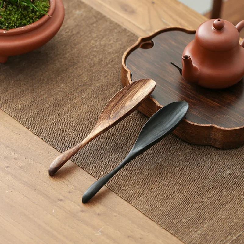 Tiger spotted sandalwood small tea shovel tea spoon household tea rules six gentlemen accessories measuring spoon single spoon