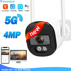 2.4G 5G WiFi IP Camera Tuya  4MP 2K Security Camera Outdoor Smart Home CCTV Full Color Night View Mini Surveillance Alexa Google