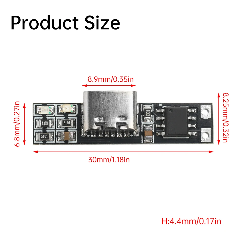 1A 4.2V 충전기 모듈 Type-C 인터페이스 3.7V 초소형 초삼원 리튬 배터리 충전 보드