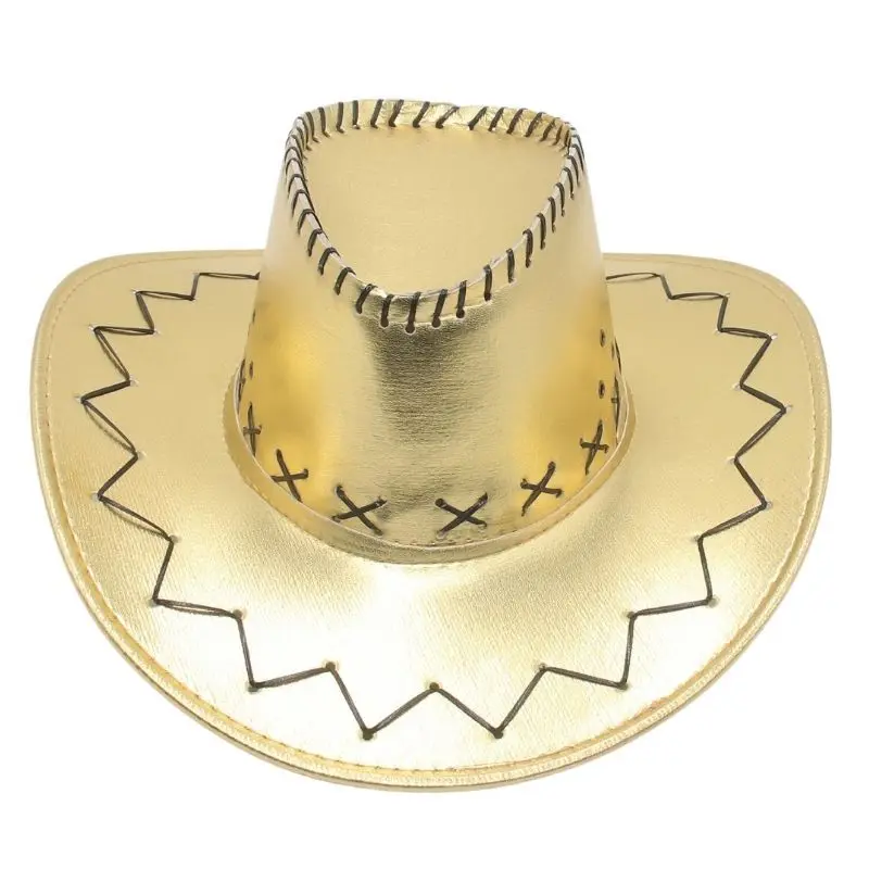 Party Dress Up Top Hat Bright Gold Silver Western Cowboy Hat Short Video Wear Jazz Performance Stage Hat