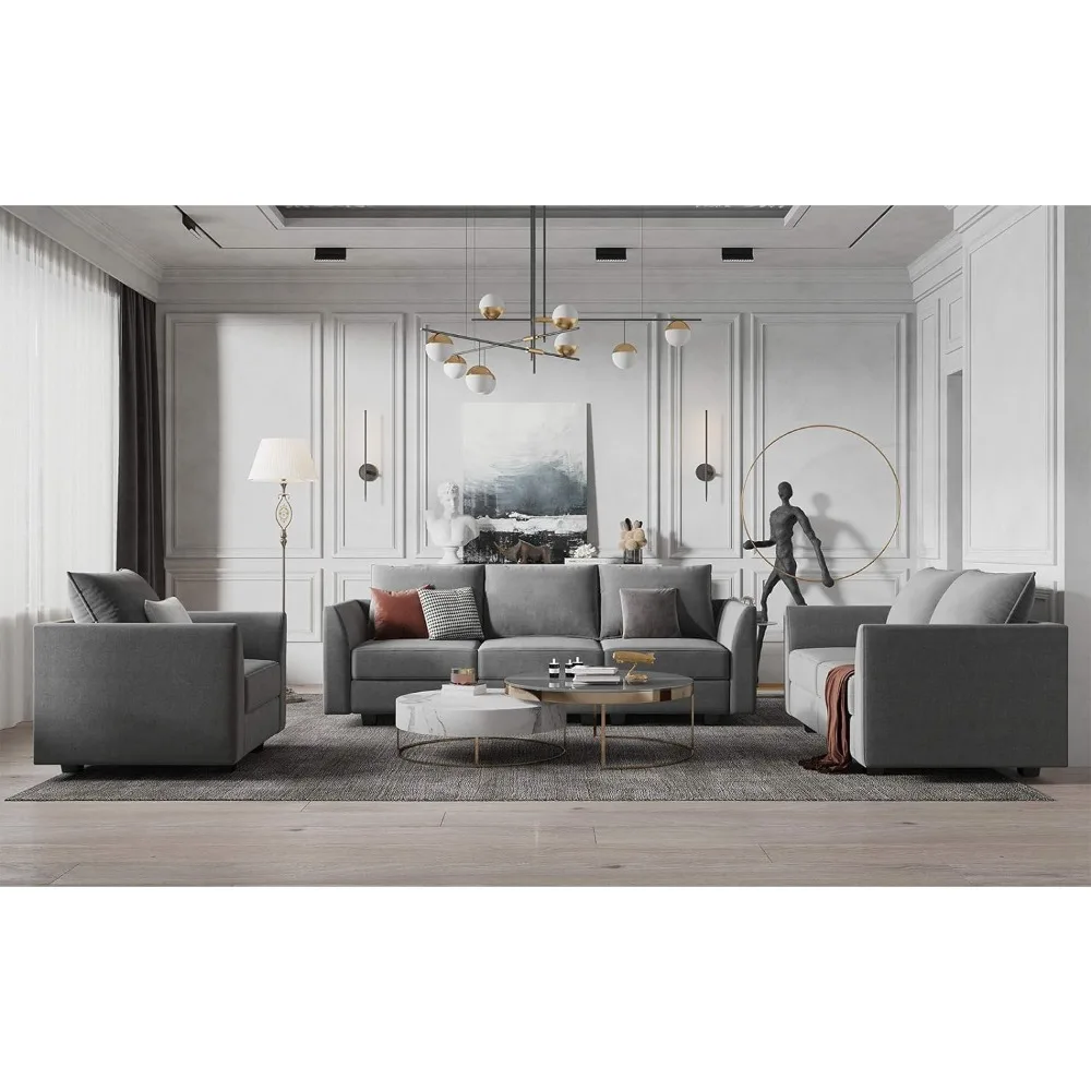 Modern Fabric Middle Module for Modular Sofa Customizable Sectional Sofa Couch Accent Armless Chair, Grey