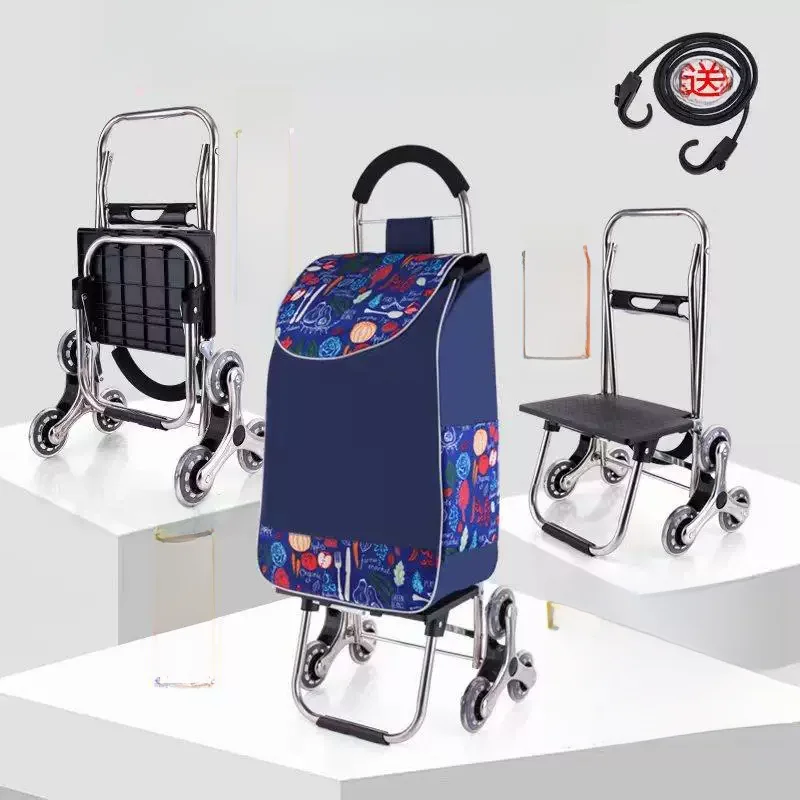 portable-outdoor-stainless-steel-shopping-cart-with-hand-pull-rod-lightweight-foldable-trolley-for-supermarket-household-storage