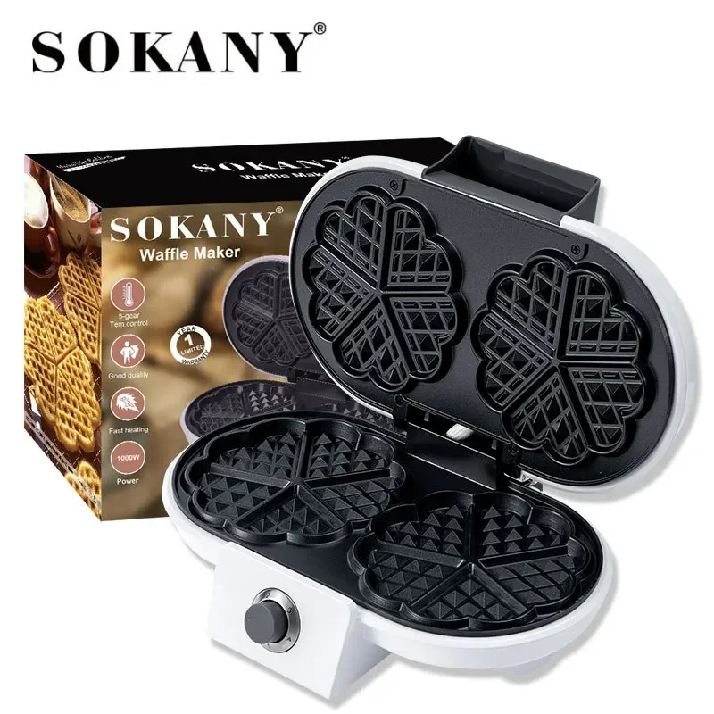 

Houselin Heart Belgian Waffle Maker , Black, 1 Inch Thick