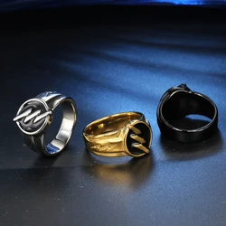 Punk Hip Hop Stainless Steel Lightning Ring Men Fashion Vacuum Electroplating Drip Glue Titanium Steel Rings Jewelry Wholesale