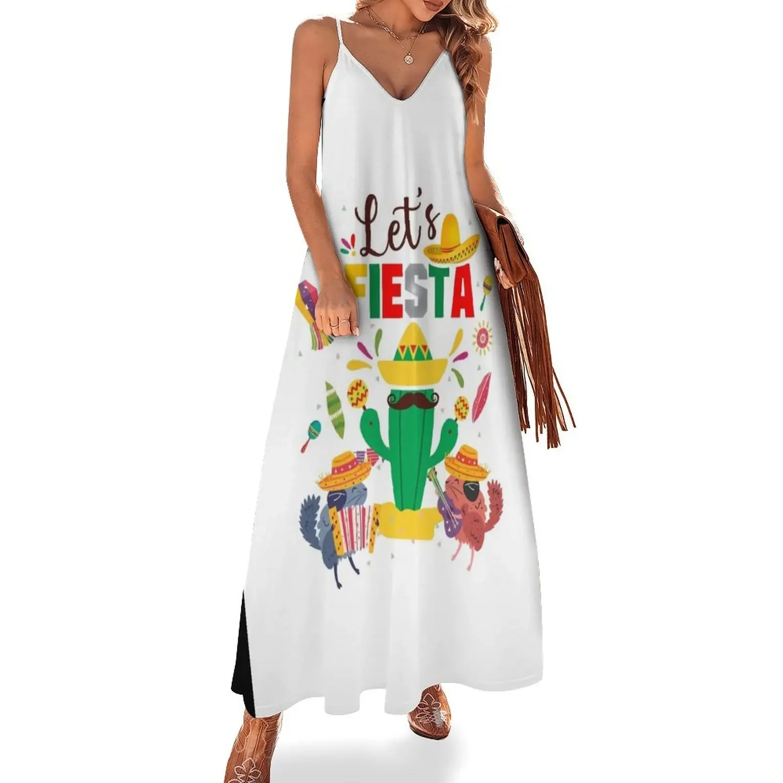 

Cinco De Mayo Mexican Guitar Sleeveless Dress Evening dresses Women's dress long dress women