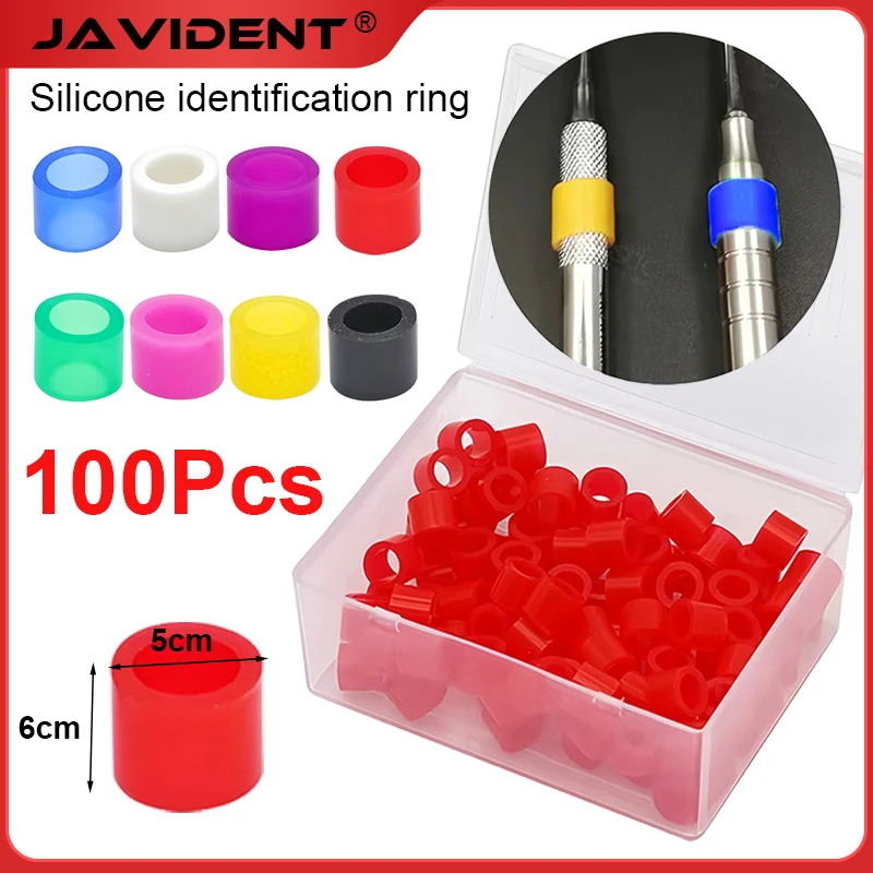 100Pcs Dental Implant Surgery Instrument Identification Rings, Colored Silicone Rubber Identification Rings, Dental Consumables