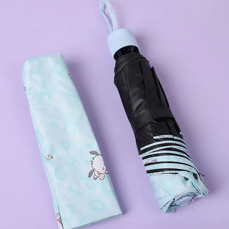 New Sanrio Hello Kitty Ultra Resistant Umbrella Kuromi Cinnamoroll Pochacco Cute Portable Folding Umbrella Rain  Uv Umbrella Y2k