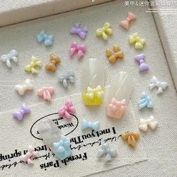 100PCS Mini 3D Nail Art Bow Charms Kawaii Accessories Resin Bowknot Parts For Manicure Decor Nails Decoration Supplies Material