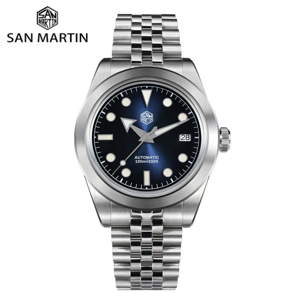 

San Martin Watch For Men NH35 Sports Wristwatch 39mm Sunray Enamel Dial Jubilee Bracelet Swim Waterproof Reloj Hombre SN0053