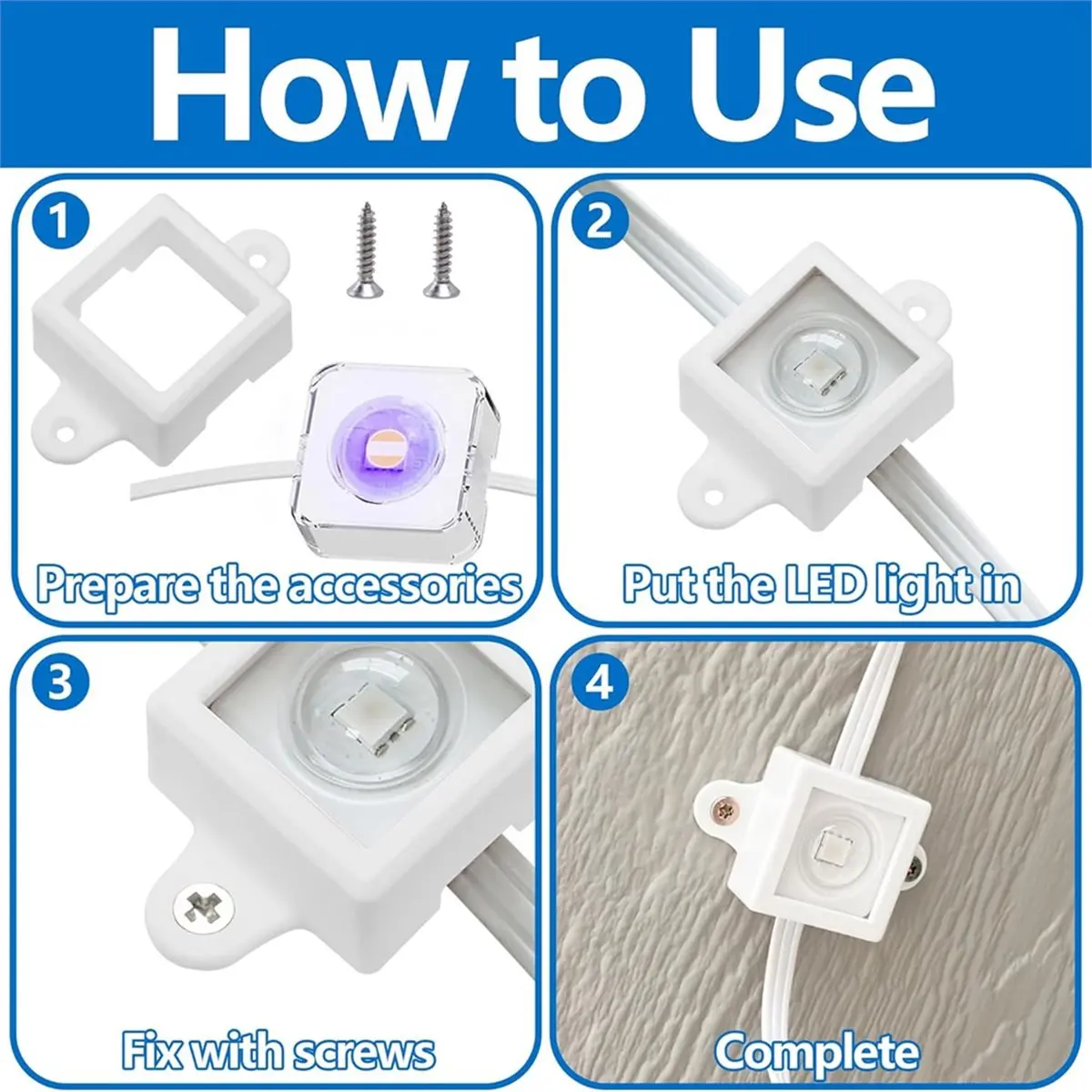 Reliable- 80-Pack H705 LED Light Mounting Bracket Set with Screws, Waterproof Outdoor Light Clips