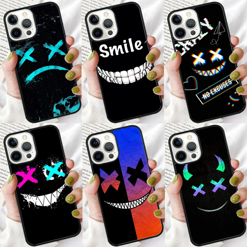 Casing ponsel tengkorak Iblis senyum menakutkan, untuk iPhone 16 15 14 plus XR XS 11 12 13 Pro max penutup cangkang lunak