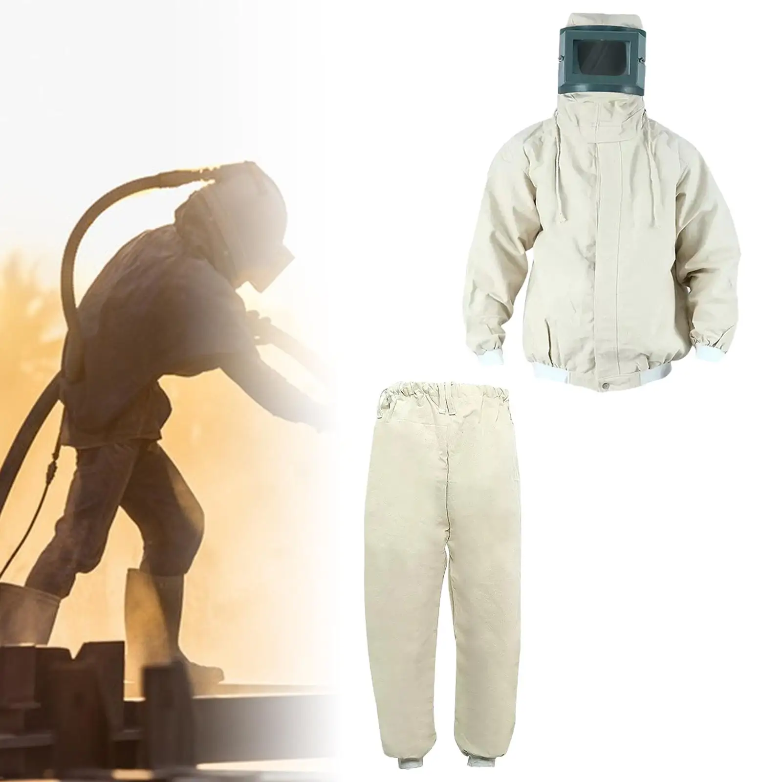 Wear Resistant Sandblasting Clothing with Hood for Professional Work Overalls in Painting Grinding Polishing Shipbuilding