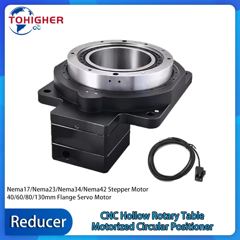 360 Degree CNC Electric Rotary Table Stepper Servo Heavy Duty Hollow Rotating Platform Circular Cutting Compas for Laser Marking