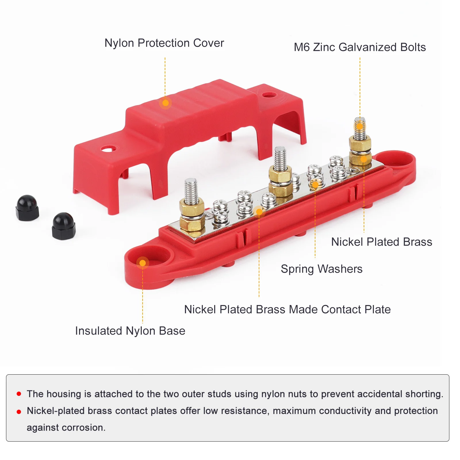 Heavy Duty Marine Terminal Block Positive Negative Bus Bar 12V Power Distribution Block BusBar for Camper Car Boat Caravan RV