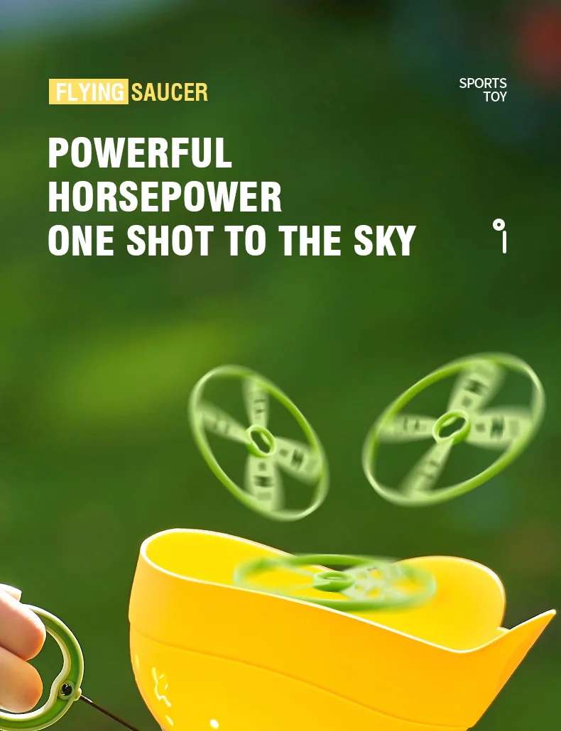 Fliegende Untertasse Disc Launcher Kinder Fliegende Spielzeuge Zugschnur UFO Wurf Fangen Outdoor Sport Propeller Kinder Spielzeug Geschenk Für Junge Mädchen – Detail 10