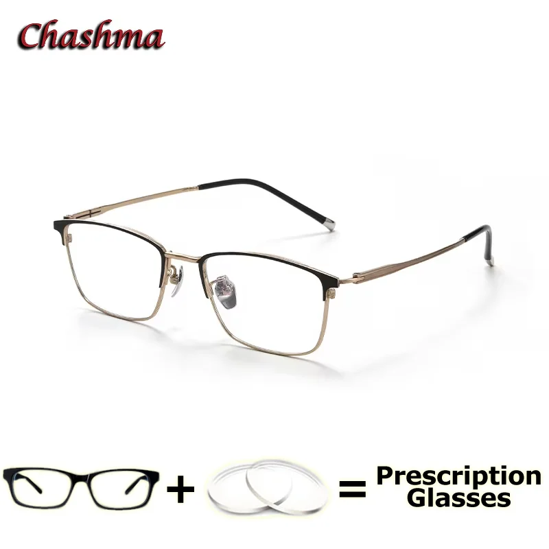 

Chashma Prescription Glasses Pure Titanium Small Eyeglasses Ultra Light Blue Ray Block Digital Multifocal Glasses for Male