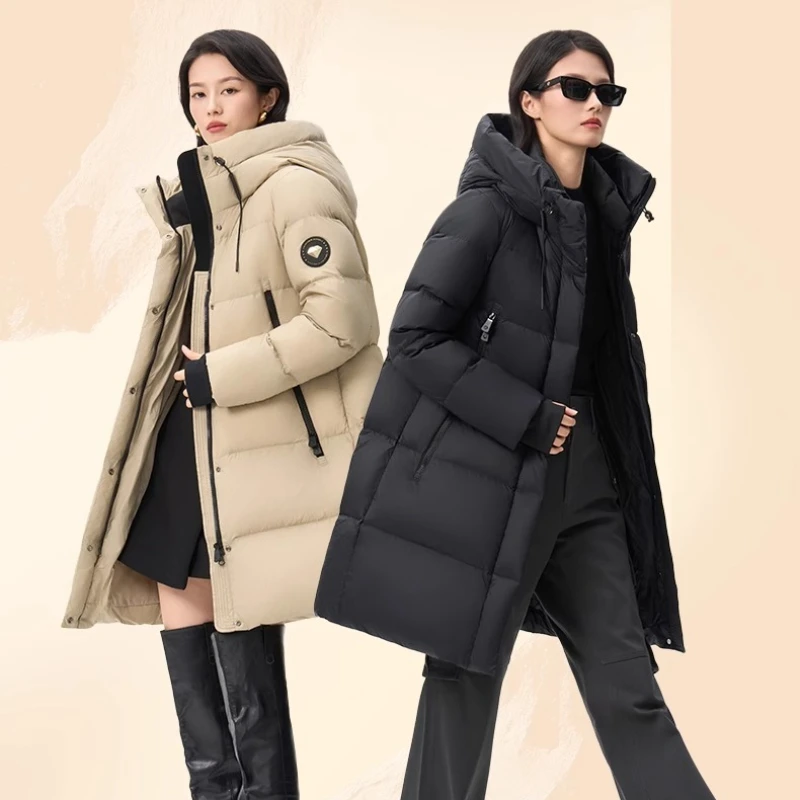 Chericom chaquetas de invierno para mujer 2025 Otoño Invierno abrigo con capucha de longitud media abrigo cálido para ir al trabajo ropa femenina Y309767Y