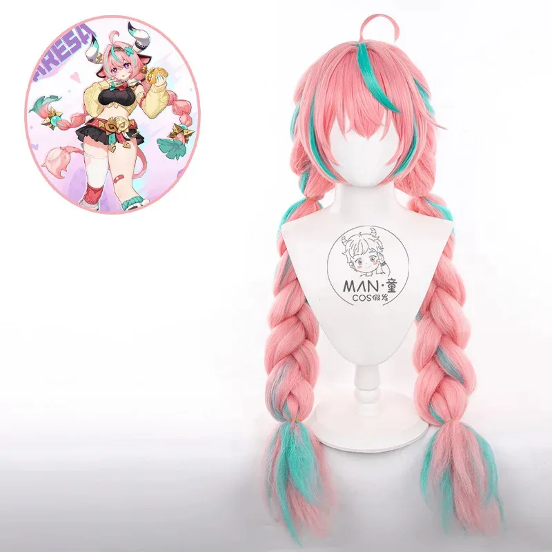 게임 Genshin Impact Varesa 코스프레 가발 할로윈 파티 크리스마스 롤 플레잉 코믹 새로운 섹시한 가발 무료 모자