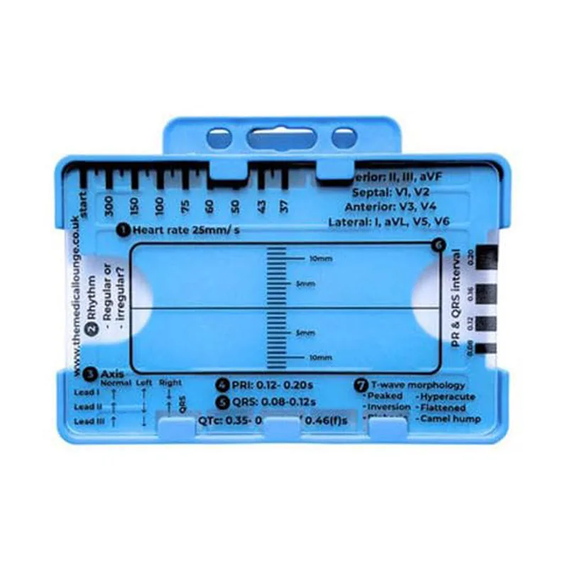 7 ขั้นตอนไม้บรรทัดไม้บรรทัดไม้บรรทัดพลาสติกเครื่องมือวัดสําหรับ EKG Interpretation โปร่งใส EKG เครื่องวัดเส้นผ่าศูนย์กลางวัดเครื่องมือพกพาไม้บรรทัด