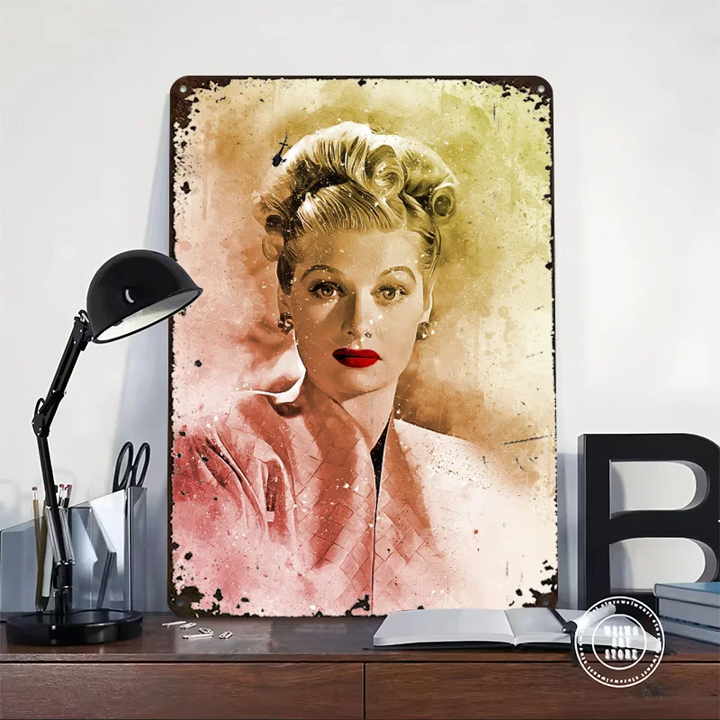 Lucille Ball Printed Poster Customized Wall Art Retro Vintage Metal Tin Signs for Room Decoration Home Decor Items House Bedroom