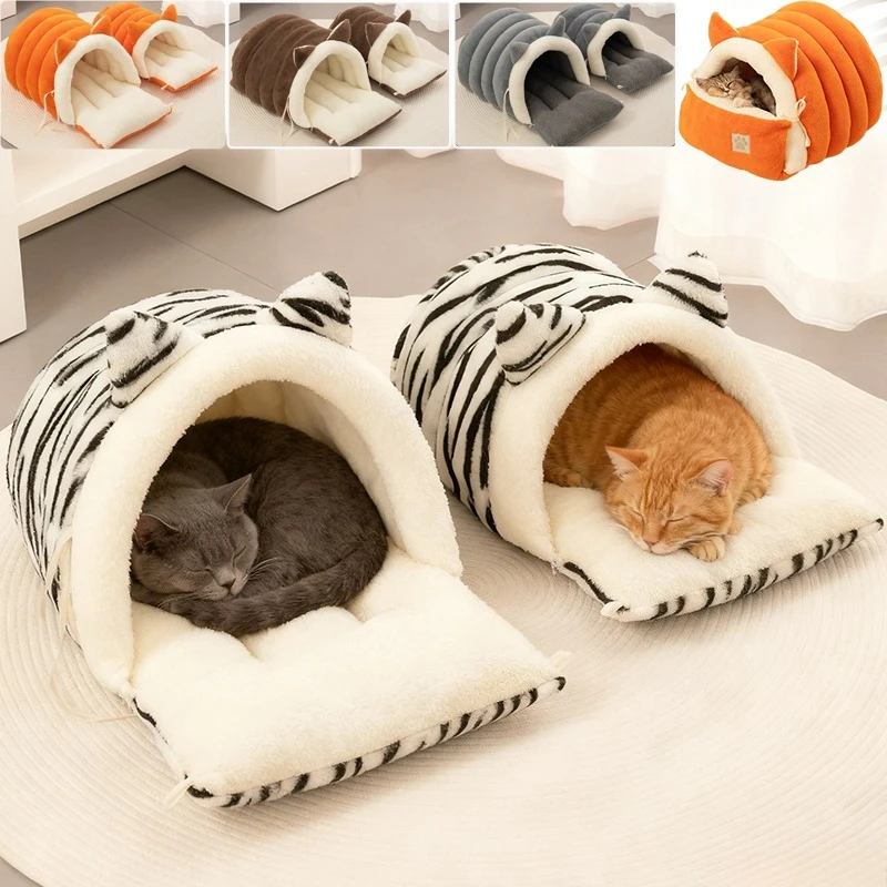 

New Thickened Semi-enclosed Cat Nest Removable Washable Cozy Cat Sleeping Bed for Small Medium Cats Pet Supplies Cama Para Gatos