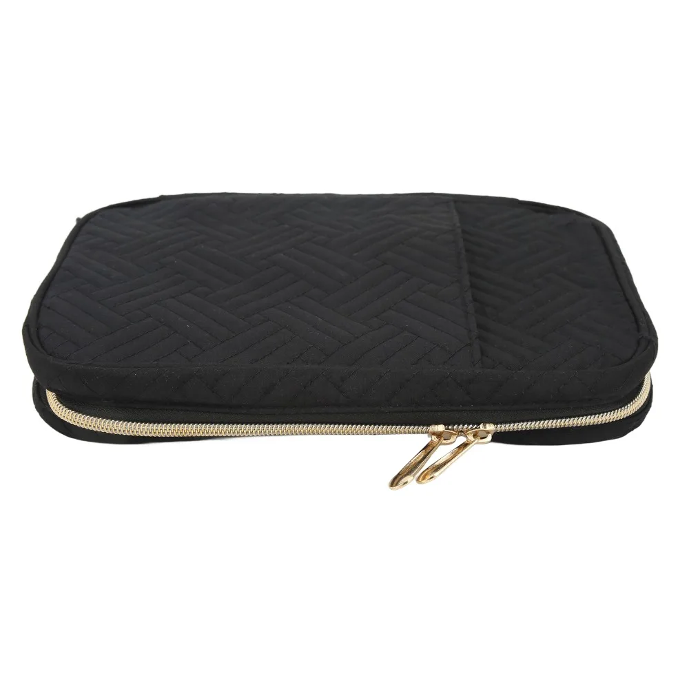 

Portable Travel Jewelry Organizer Clear Binder Bags Peachskin polyester Jewelry Storage Roll Black Jewelry Storage Bag