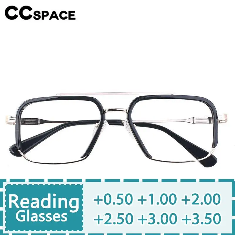 R57240 Men High Quality Acetate Optical Reading Glasses Lady Trend Pilot Metal Half-Frame Presbyopic Eyeglass Dioptric +50~+350