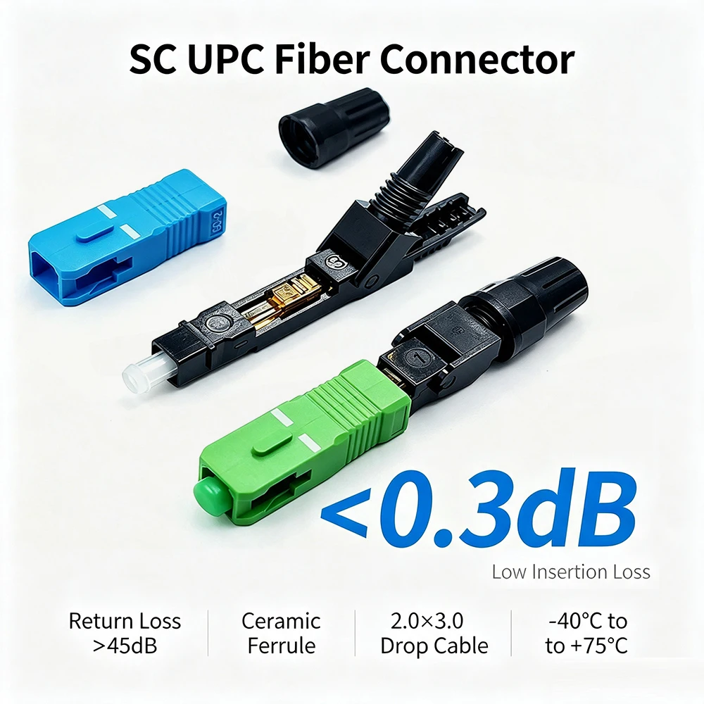 Fiber Optic SC Quick Connector SC-UPC SC-APC Cold Connection Connector Single Mode FTTH Drop Cable Fast Assembly Connector
