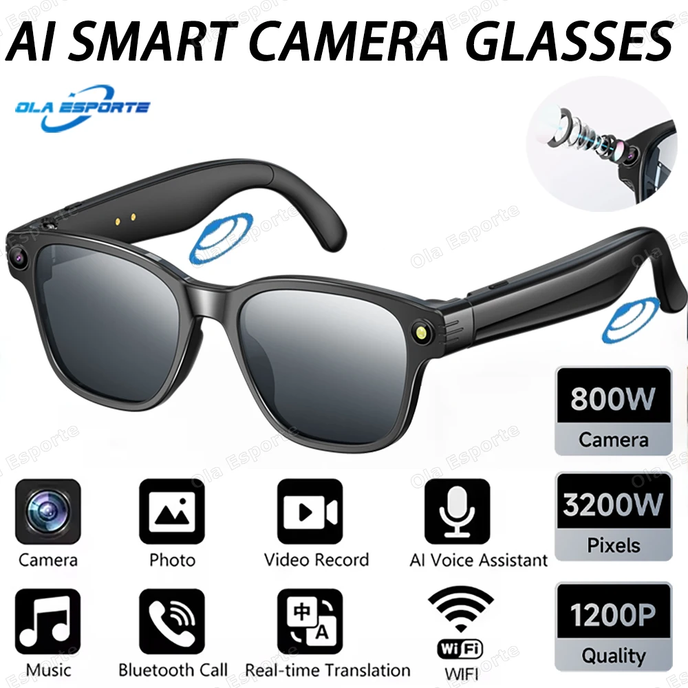 

Новые умные очки с искусственным интеллектом 2025 года, 800 Вт, камера, Bluetooth-вызов, 270 мАч, аккумулятор, голосовой помощник, переход через сенсорное управление, солнцезащитные очки для мужчин и женщин