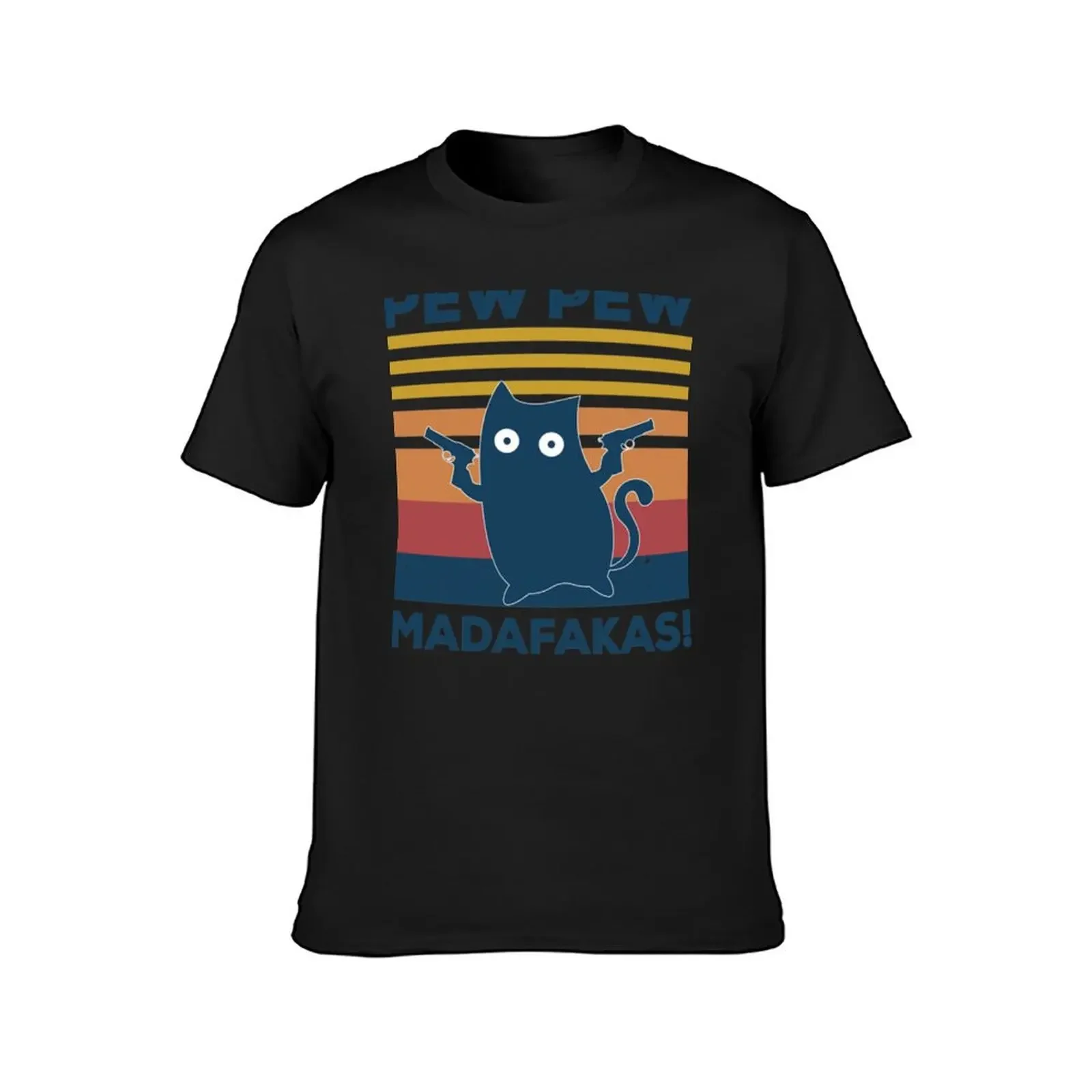 Vintage Retro Pew Pew Madafakas Cat con pistola t-shirt vintage summer top heavyweights mens graphic t-shirt anime