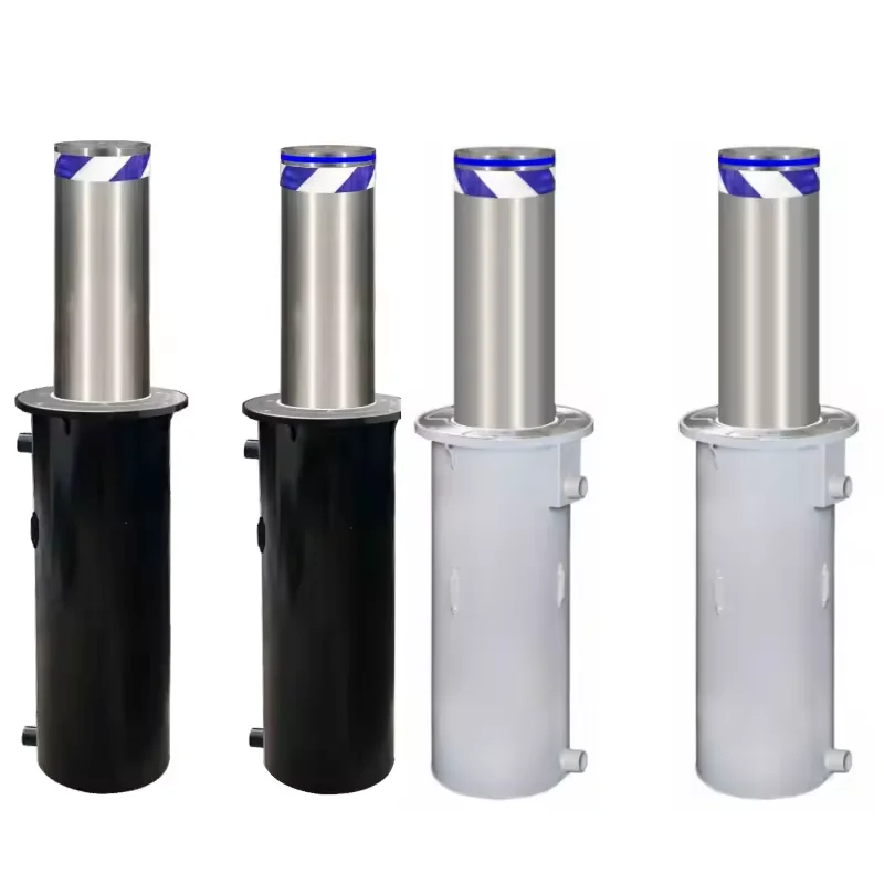 Zento  Automatic Rising Security Bollard, Heavy Duty Cast Iron Construction, 800mm Height with Reflective Strips