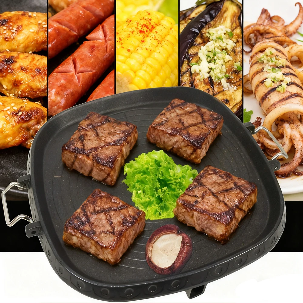 KOSUN-sartén para parrilla coreana, plancha antiadherente de 12 pulgadas, plato para barbacoa, bandeja para hornear sin humo, sartén para cocinar carne para interiores y exteriores