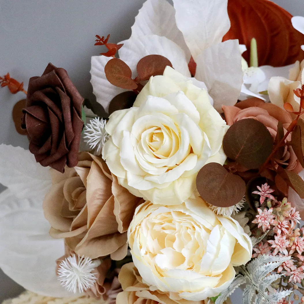 Champagner-Karamell-Brautsträuße, hochwertige Hochzeitsblumen, 2025, Neuankömmling