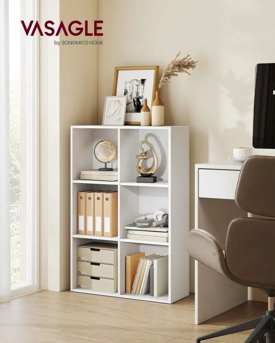 Custos Collection - Bookshelf, Bookcase, Cube Shelf With 6 Compartments, 9.4 X 25.8 X 38.6 Inches, Storage Shelf, For Living Roo
