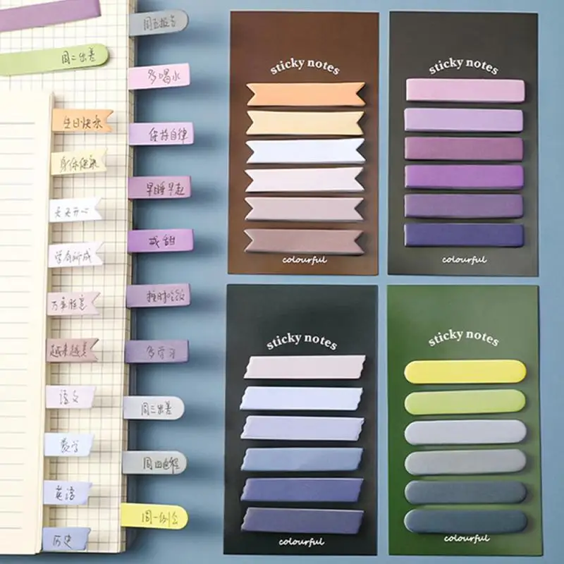 120 pagina's/set Morandi Kleurverloop Index Memo Pad Sticky Notes Takenlijst Planner Sticker Briefpapier Leveringen Decor Gift
