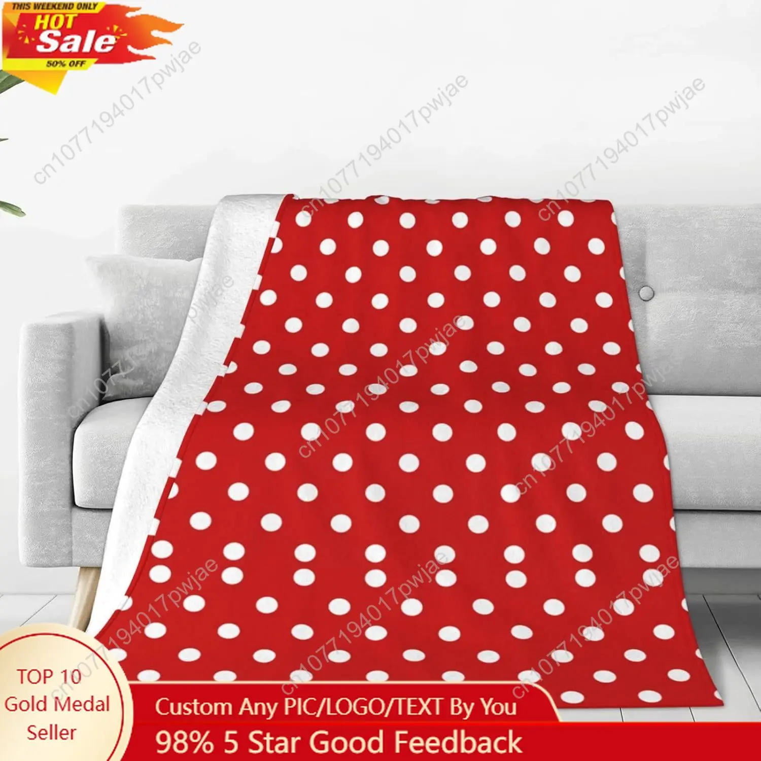 

Fashion Funny Red Polka Dot Throw Blanket Couch Super Soft Cozy Flannel Blanket Throw for Shawls Wraps Adults Custom blankets